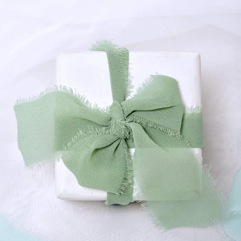 Ribest Custom Printed Chiffon Ribbon Handmade Raw Edge for Flower