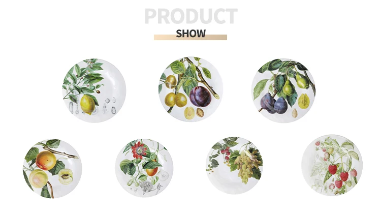 Wholesale 8 10 12 inches Plant Melamine California Lemon Pattern Plate Creative Dish Plate Tableware