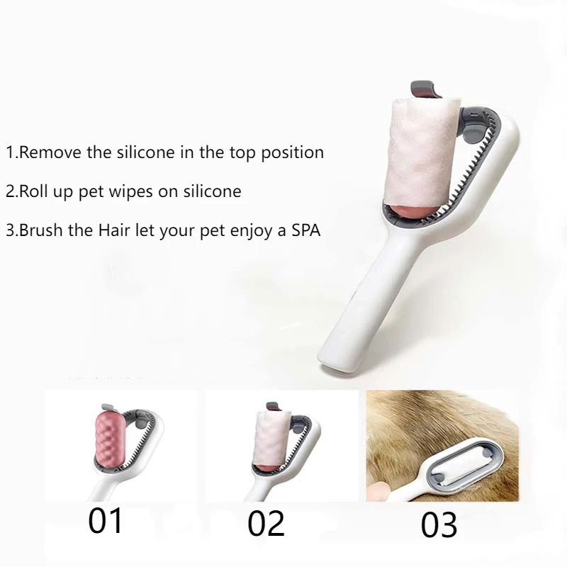 2 in1 Silicone Pet Grooming Dog Cat Hair Lint Remover Fleece Comb Brush Productos Accesorios Cepillo Para Perro Gatos Mascotas