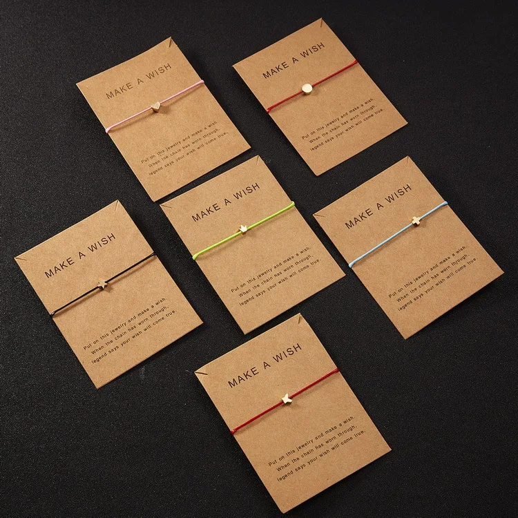 Hot Sale   Custom Bracelet Wish Card Fashion Gold Butterfly Red String Thread Rope  Friendship Couple Bracelet