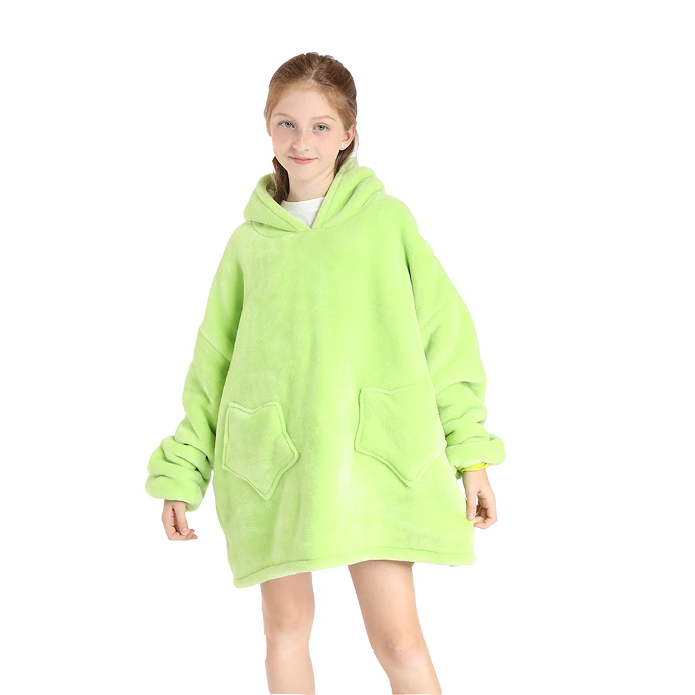 Hot sale Custom Printed Oversized Wearable Blanket Soft Fleece Dinosaur Hoodie Blanket