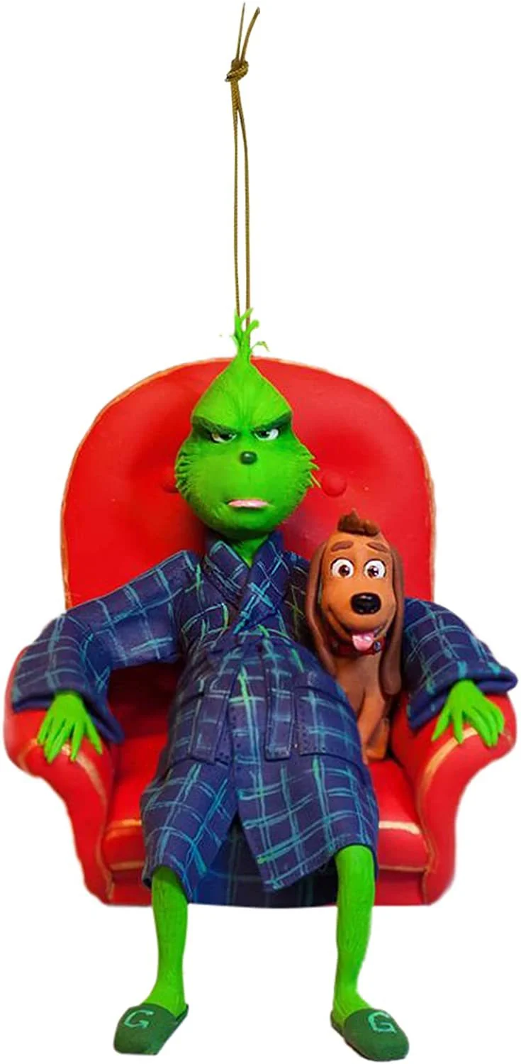 2024 Hot Selling Wholesale Funny Green Dolls Christmas Decor acrylic Flat Christmas Grinchs Hanging Ornaments for Christmas tree