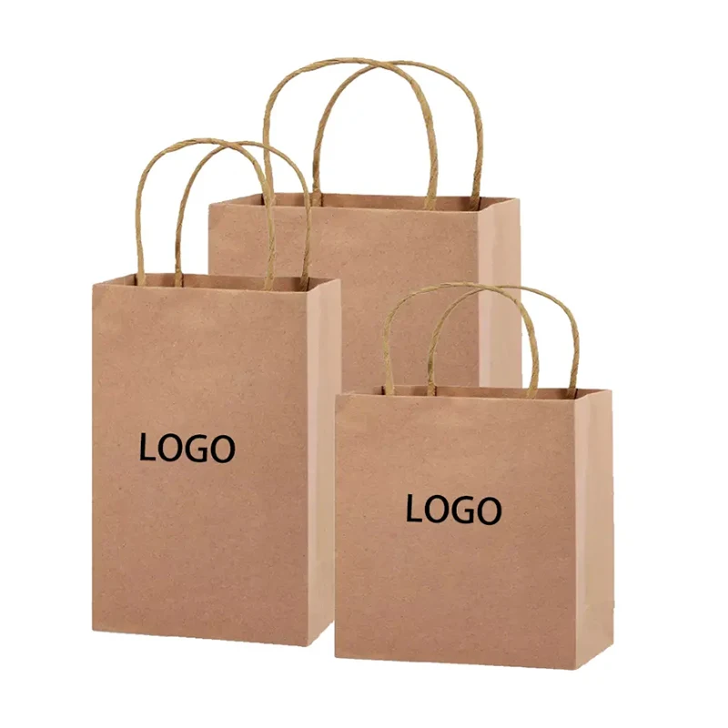 Wholesale gift packaging brown bolsa de papel printed shopping bag kraft paper bags with your own logo