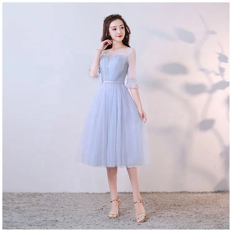 cheap high quality New Fashion Net Mesh Polyester Chiffon Bridesmaids Dress