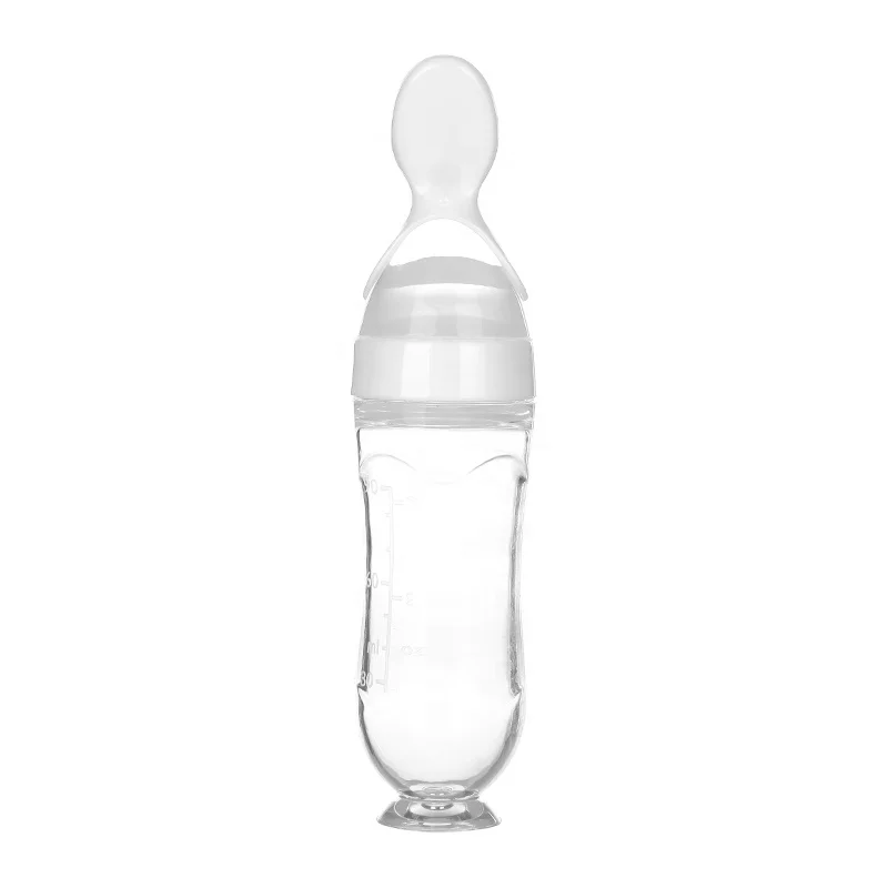 The New 90ml Baby Silica Gel Spoon Baby Infant Feeding Bottle Food Supplement Rice Cereal Spoon Rice Cereal Bottle
