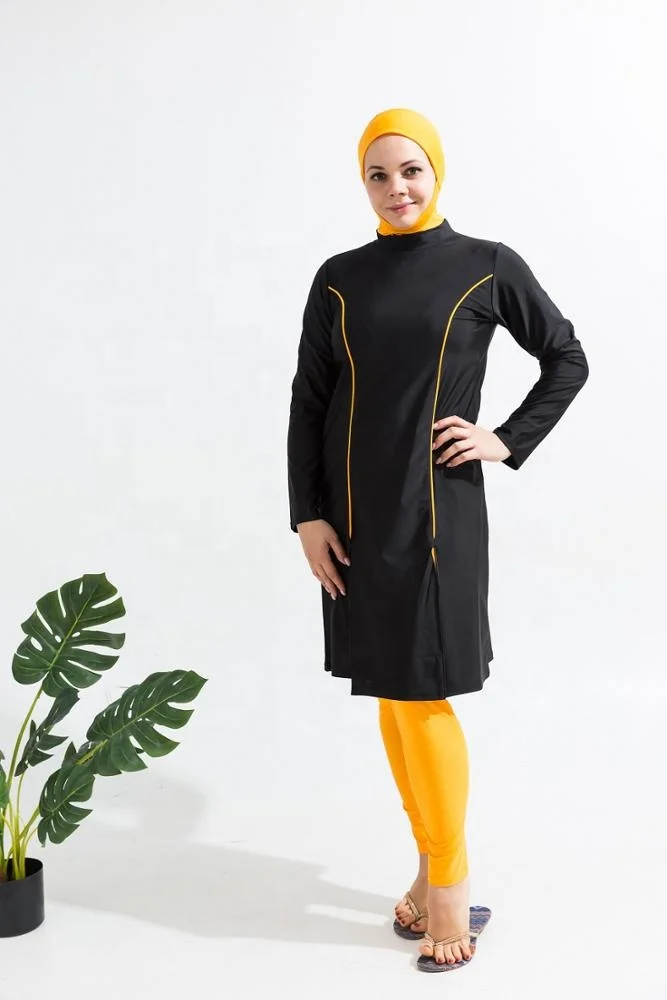 MOTIVE FORCE High Quality Fashion UV Protection NonToxic Color Block Burkini Muslim Women Swimwear
