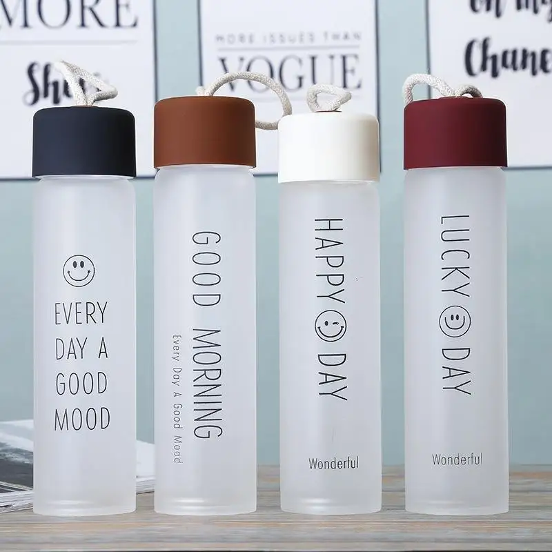 Wholesale Sustainable Unisex 400Ml Water Bottle Creative Frosted Glass Water Bottle