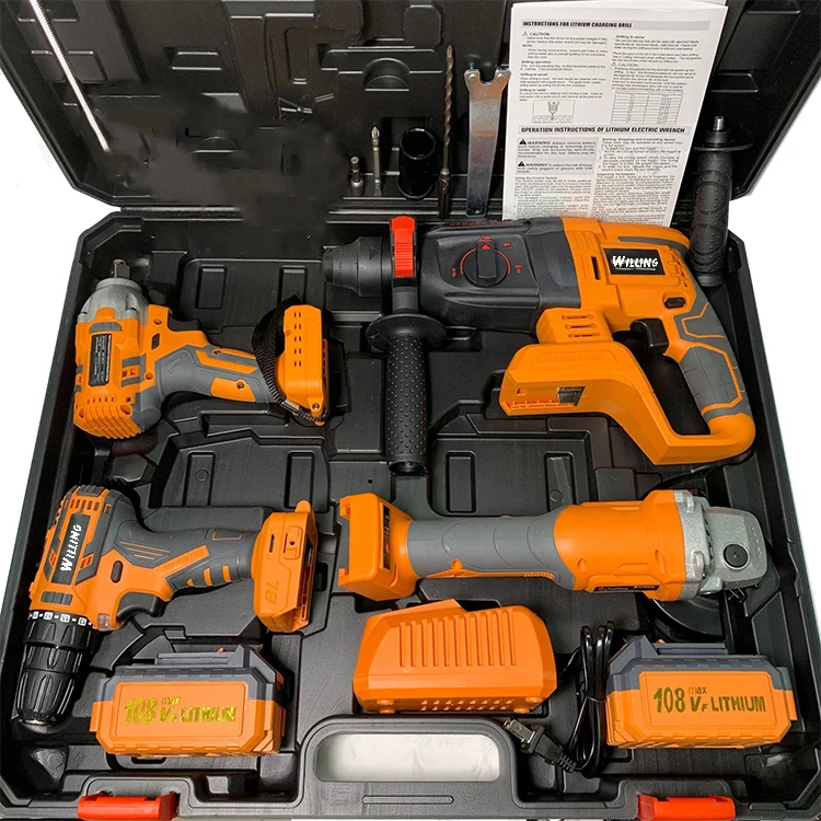 Factory Power Drills kit 21v portable electric cordless brushless 18V cordless drill Lithium Battery power tools combo kit