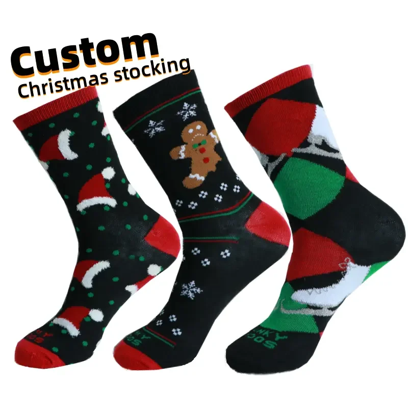 Oem Christmas Custom Logo Funny  Colorful Winter Men Wool  Socks