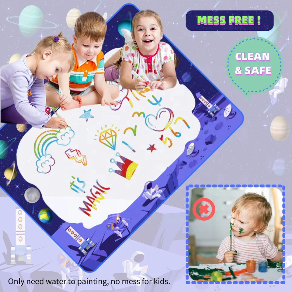 Customized Children Educational Drawing Toys  Fabric Aqua Doodle Mat Pen Painting Water Drawing Cloth Mat For Kids