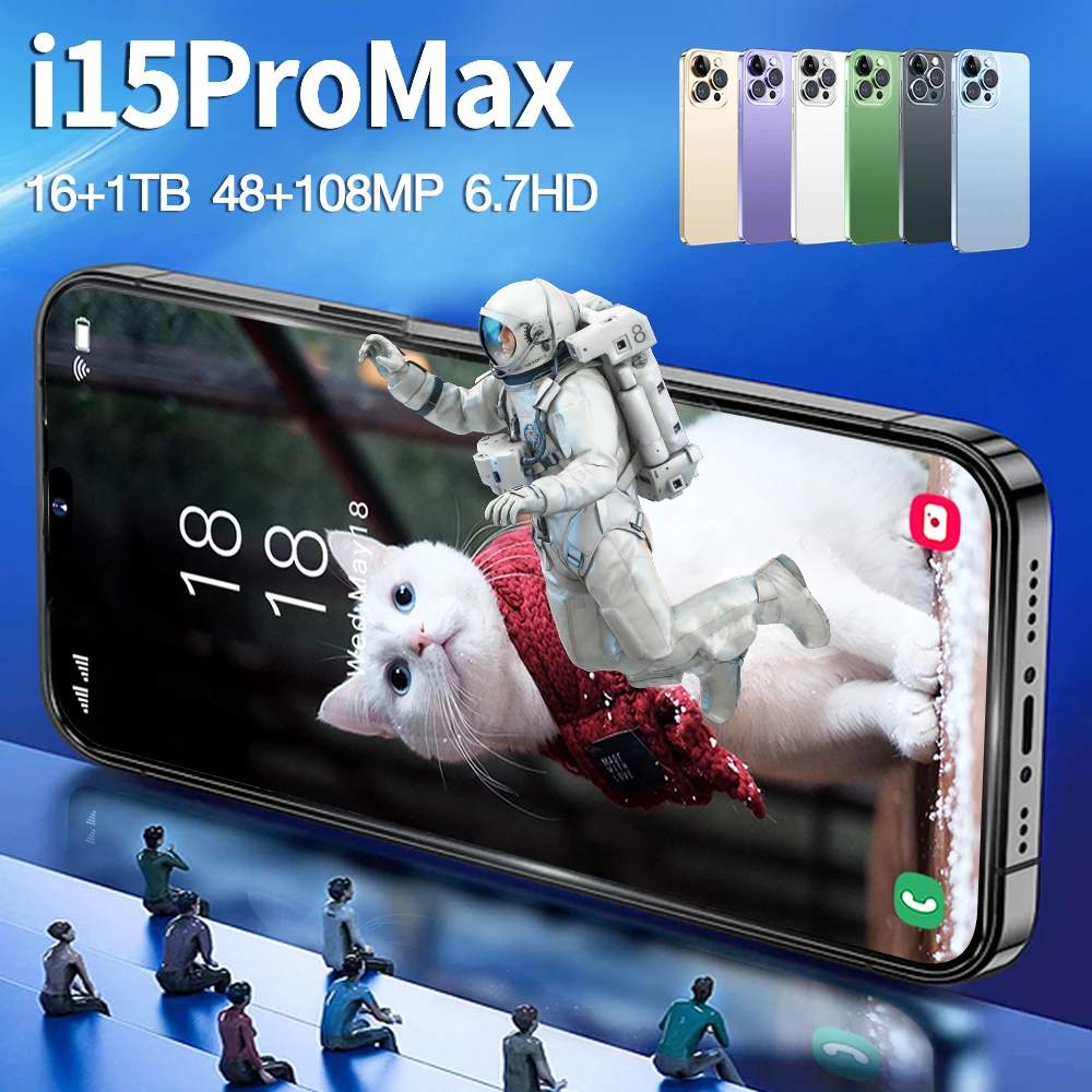 Оригинальный i15 Pro Max 5G смартфон 6 7 дюймов 12 ГБ + 1 ТБ поддерживает iOS клон разблокированный мобильный телефон HD LTE CDMA английский