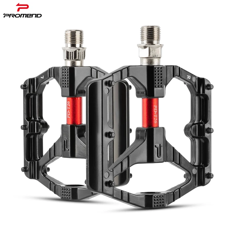 PROMEND T26 Double Sleeve Bicycle Pedal Anti-Skid Aluminum Alloy for Mountain Road DU Peilin Bearing for both Road Race Bike Use