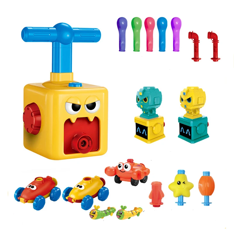 
New style Aerodynamic Cars Stem Toys Balloon Pump Car Science Experiment Toy Hand Push Inflator Air Pump Power Balloon Racer Car 