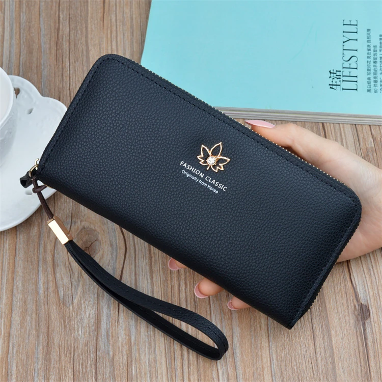 online shopping korean style new leather long flat fancy girl clutch wallet brands