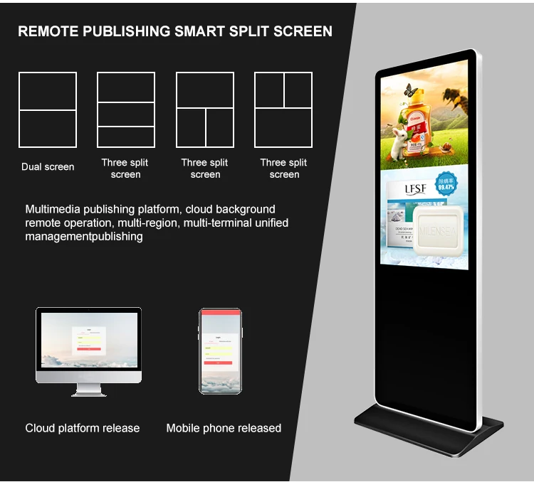 High Quality Floorstanding 55' Advertising Player Android Digital Signage LCD Touch Screen