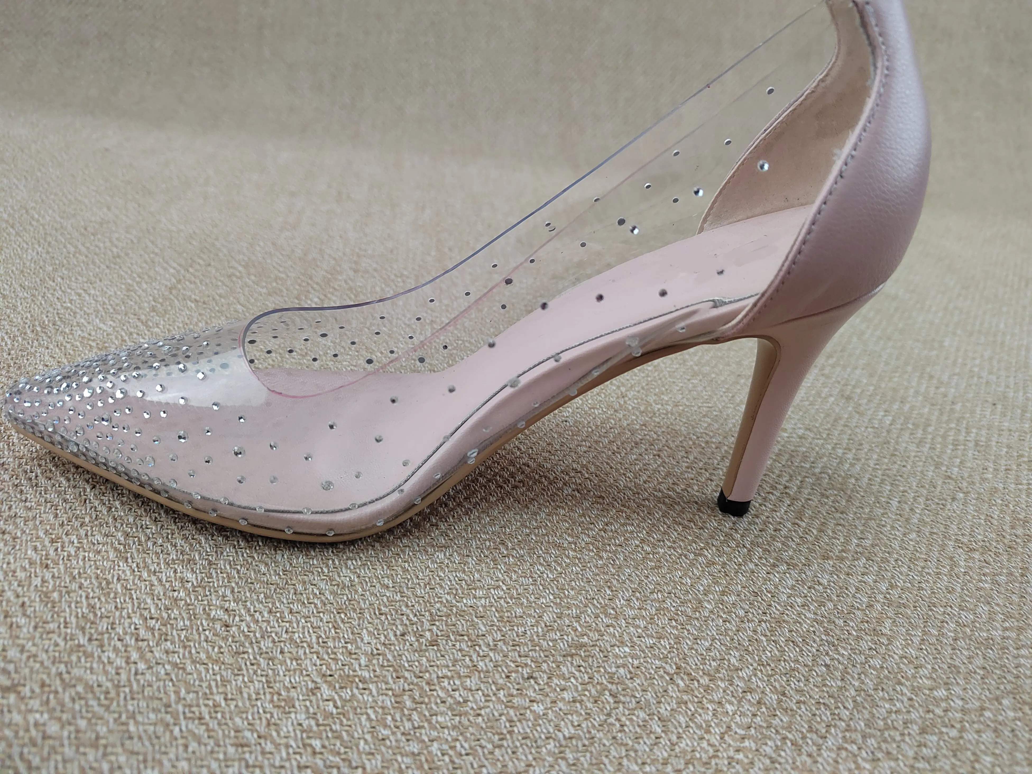 Universe S102 Transparent PVC Crystal  Women Pu pumps High heeled  Women Dress Shoes Wholesale