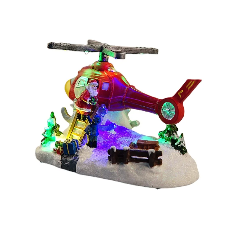 Hot Sale Creative Personality Helicopter Christmas Lovely Art Home Decoration Fancy Crafts Resin Mold