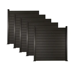 3D deep embossing  Black garden balcony wpc fence Realistic wood look wpc fence