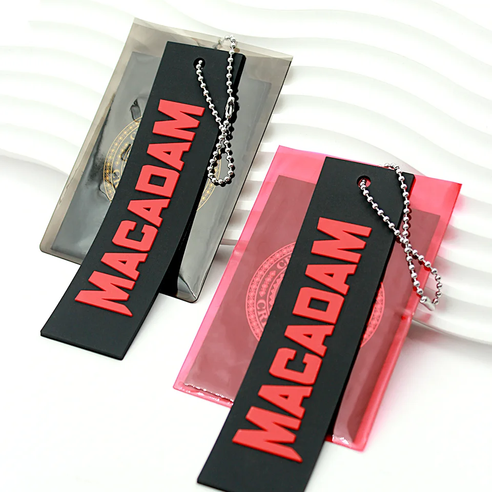 Manufacture Custom Hang Tag Clothing Own LOGO Design 3D Embossed Rubber PVC Labels Paper&Cardboard Swing Tags in Plastic Bags