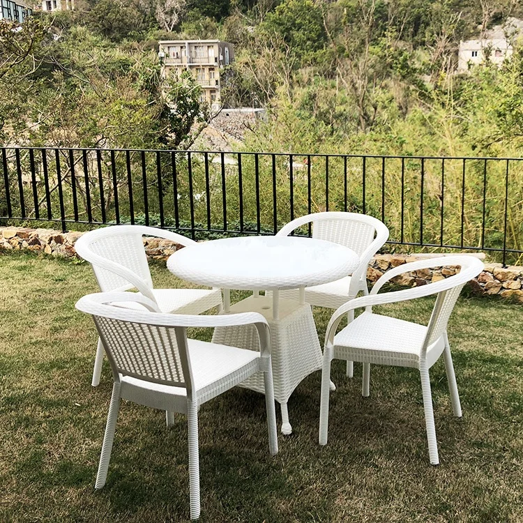 Plastic Balcony Used Garden Outdoor Furniture Round Dining Table Set
