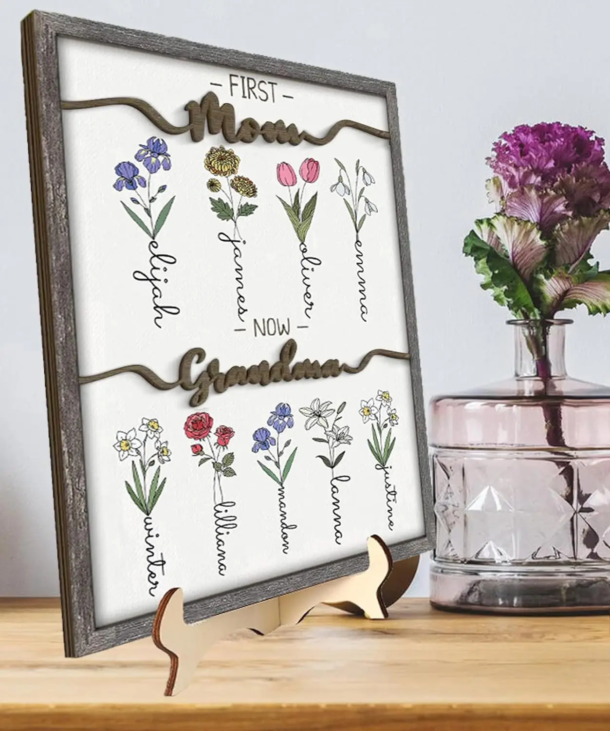 Wholesale Hello Spring Solid Wood Picture Frame, Farmhouse 3D Shadow Box Frame with Glass for Living Room Home Wall Decoration