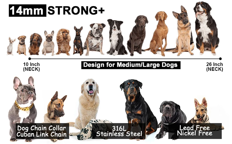 Cuban Link Dog Collar Designer rose Gold Chain Collar with Zirconia Locking 14mm Metal Puppy Collar Luxury Dog Bling Necklace