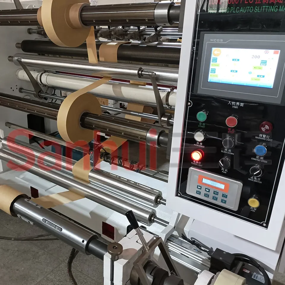 wrapping paper slitting knifes grinding machine with turret rewind for aluminium roll
