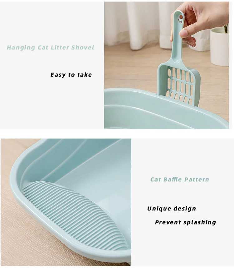 HOT SALE Pet Products Cleaning Plastic Cat Toilet box Trays Simple Cute Cat Litter Box