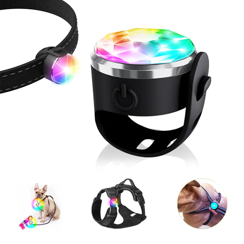 Night Walking Safety Waterproof Rechargeable Light Up Clip On Pet Harness Leash Collar Glowing Pendant LED Dog Light