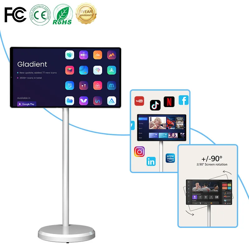 21.5 Inch Standby Me Android Smart Gaming Monitor Touch Screen Rotatable Wifi Floor Standing Smart Tv Work Studying Workout