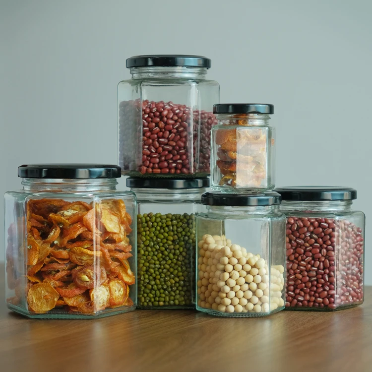 High Quality 250Ml 500Ml Hexagonal Jam Jar Honey Jar With Twist Off Lid