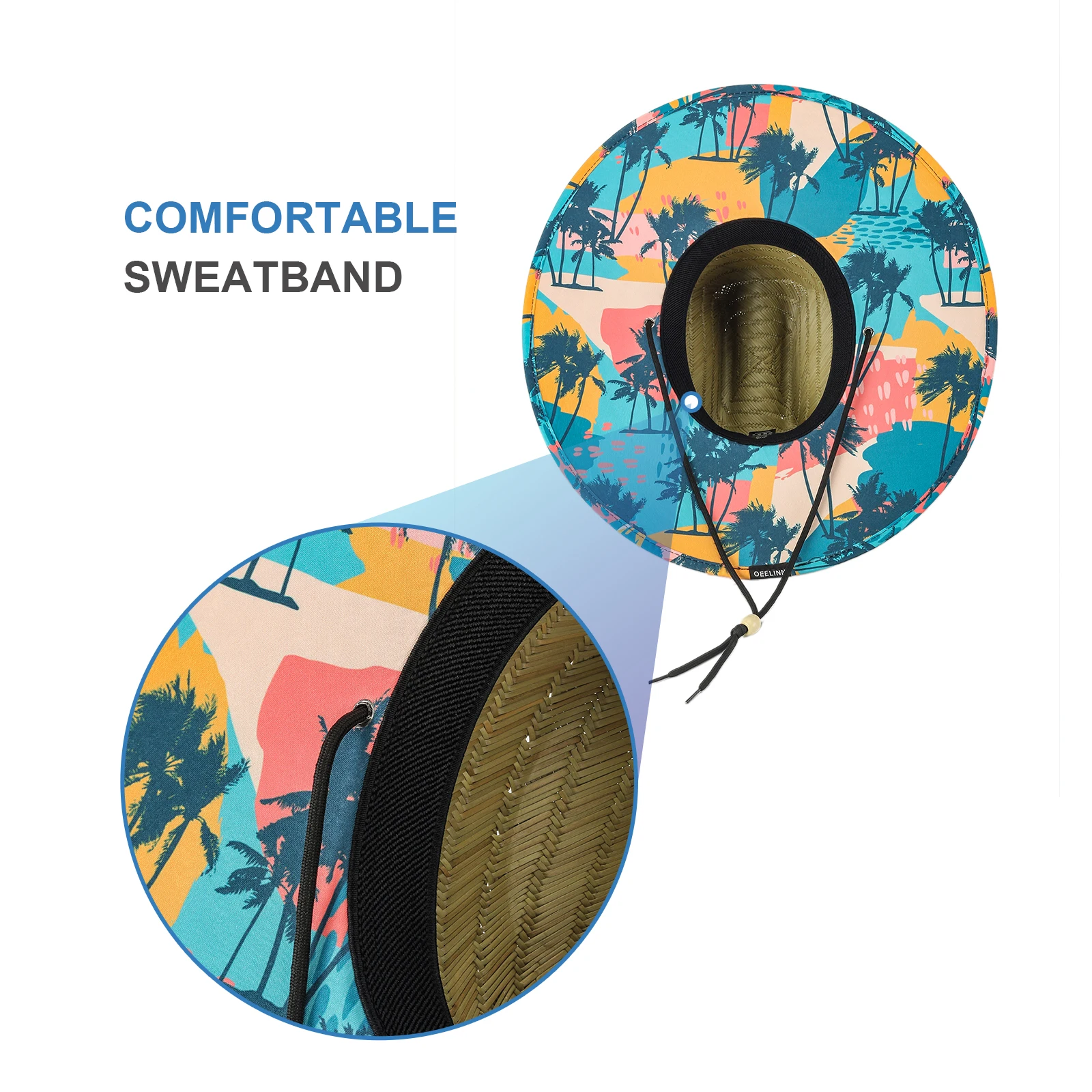 custom handmade wide brim color fishing straw hat mat grass lifeguard straw hat with logo