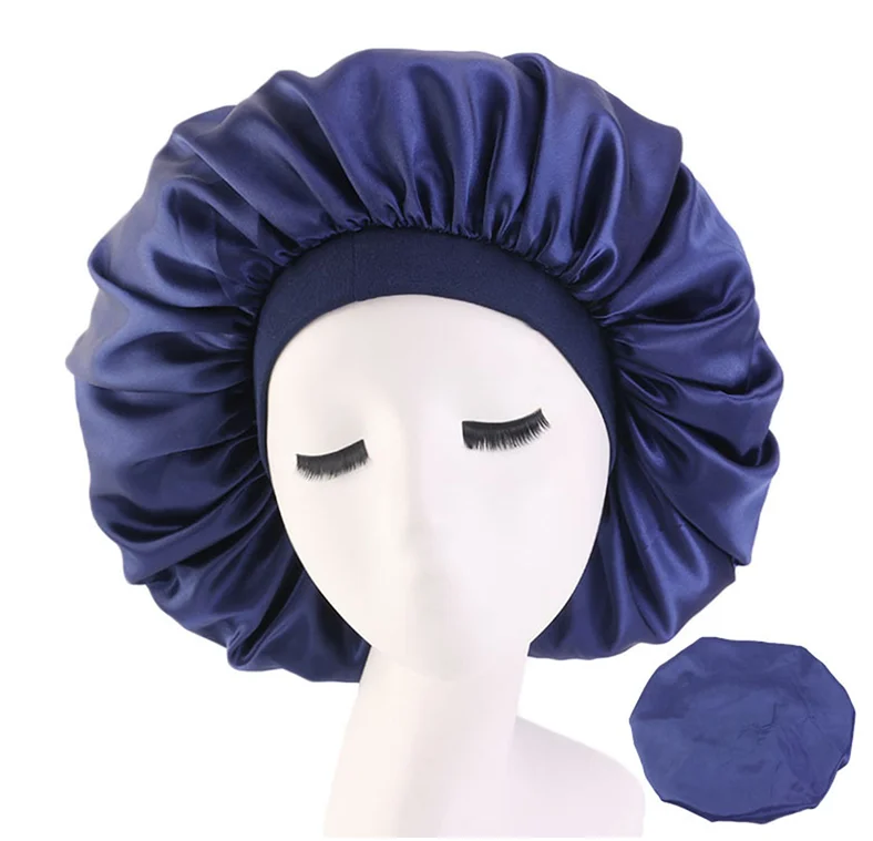 New Satin Hair hat For Sleeping Flat  Silk Round Haircare Women Headwear Ceremony Adjusting Button Night Hat