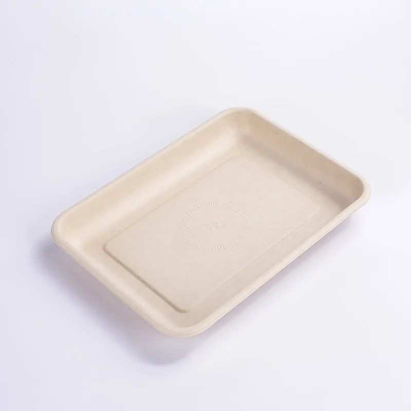 Factory Biodegradable Compostable Pulp Tableware bagasse Pulp Meat Tray