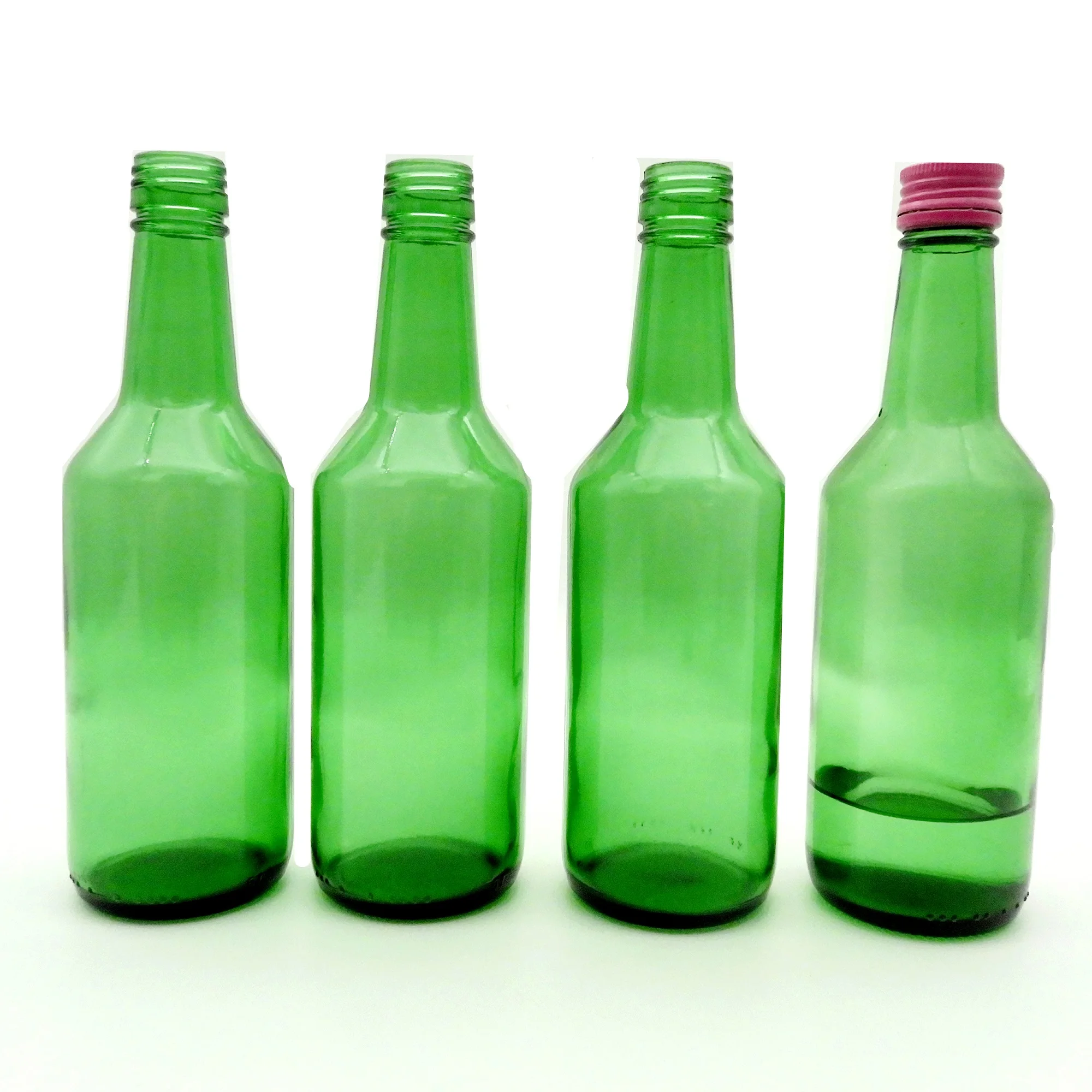 Empty Green Liquor Soda Beverage Glass Bottles Korean Soju Bottle Wholesale