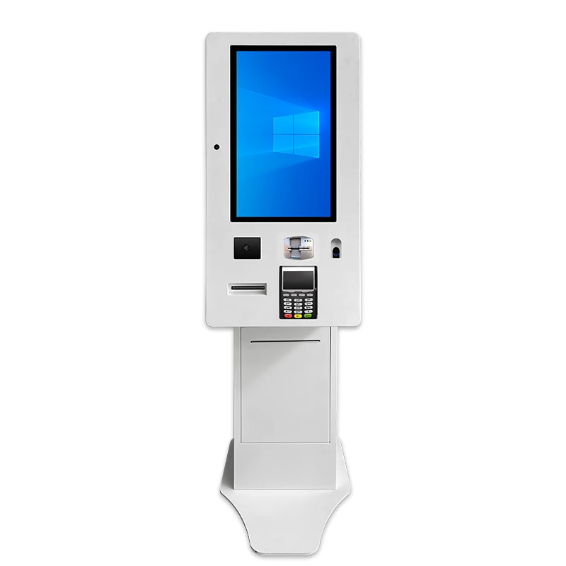 Indoor card reader A4 printer pos payment 21.5 Inch touchscreen check in self service terminal kiosk for government hotel