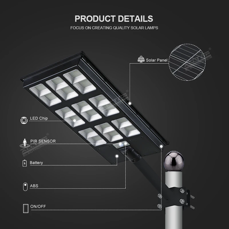 ALLTOP ABS Housing 600w 800w 1000w High Power Led Cobra Head Solar Street Light