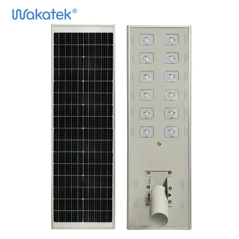 WAKATEK 60W wholesale IP67 waterproof outdoor 100w 120w all in one led solar street lights aluminum shell high quality 48 hours