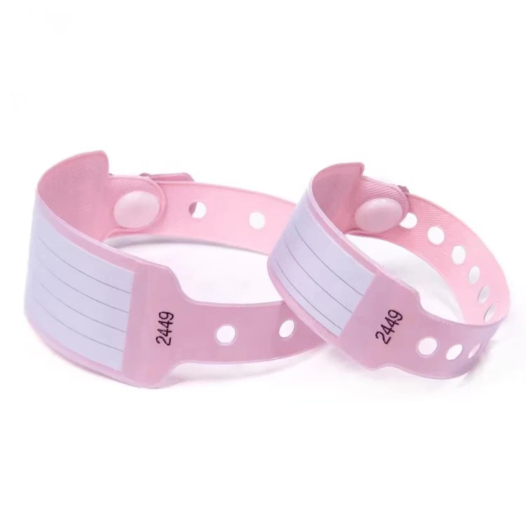 Custom Plastic Disposable Mother Infant Baby Handwriting Write-on PVC Paper Insert Card Patient lD Wristbands Hospital Wristband