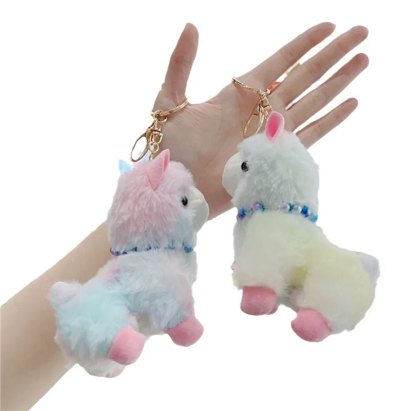 Colorful Alpaca Plush Bamboo Charcoal Doll Key Pendant, Backpack, Doll Pendant, Grabbing Machine Doll Small Gift Keychain