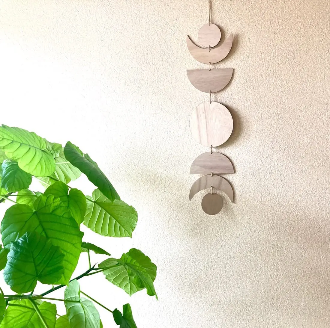 Moon Cycle Wall Art Decorative Moon Sun Phase Sign Ornaments Boho Wooden Wall Hanging Bohemian Decor for Bedroom Living Room