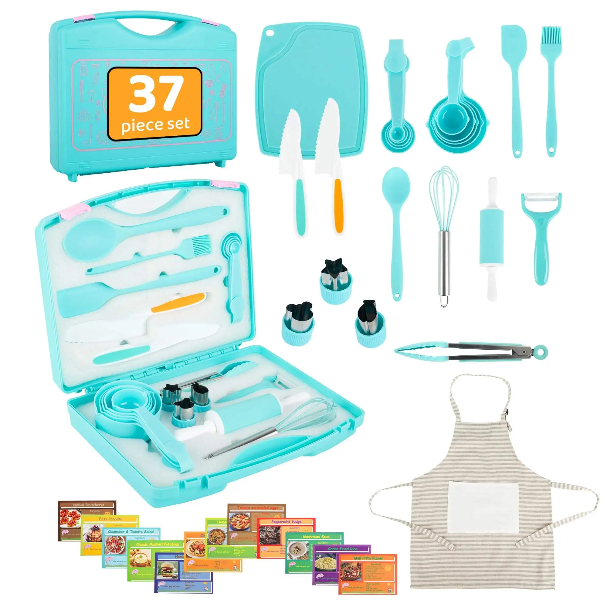 Wholesale Kid Toddlers Apron Knives Kitchen Tools Children Real Toy Utensils Cooking Baking Set Supplies Gift With Storage Box