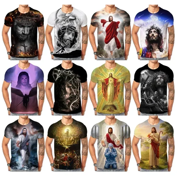 Free Shipping Wholesale Religious Virgin Mary T-shirts Clothing Custom Jesus Christ T Shirt With Cheap Price