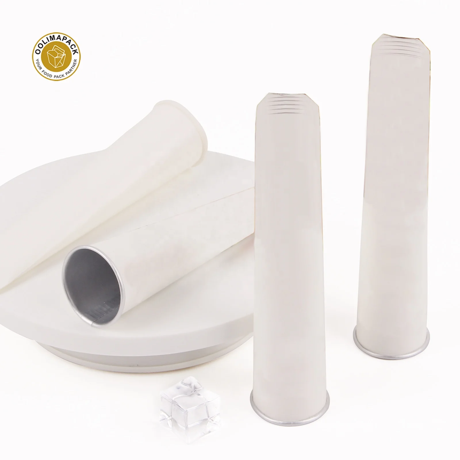 Customized design logo colorful various sizes 100ml disposable jelly calippo ice cream squeeze paper cup tube packaging cone