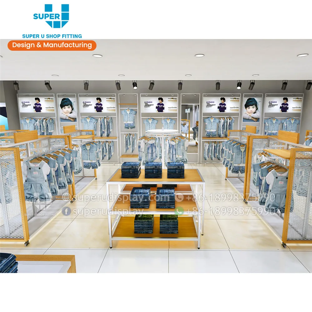 China Guangzhou Custom Retail Kid Clothes Store Design Children Display Furniture Baby Shop Design Fixture Kids Clothes Display