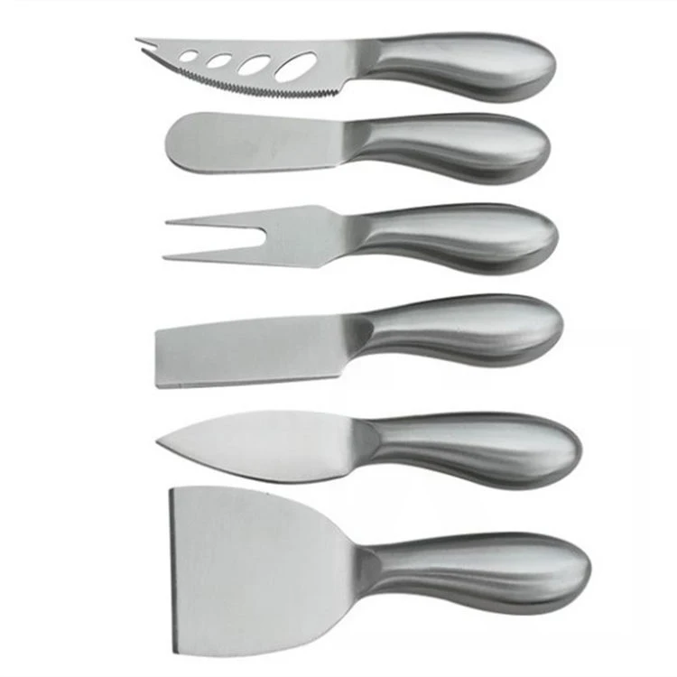 High Quality 6pcs Stainless Steel Cheese Knife Set Fork Spatula Baking Tools Cheese Knives with Collection Gift Box
