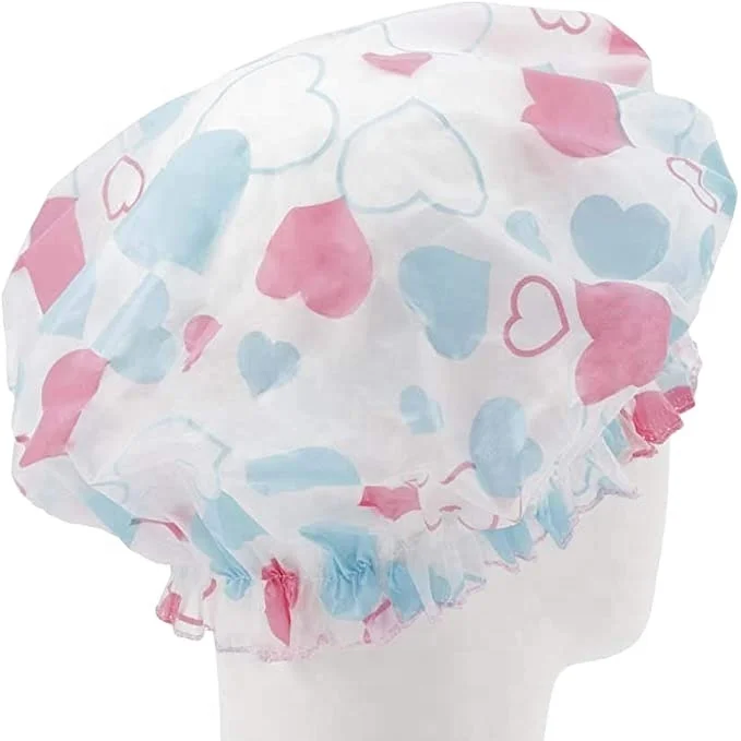 Color thickened disposable shower cap waterproof wave point EVA adult shower cap pe oil and water proof shower cap