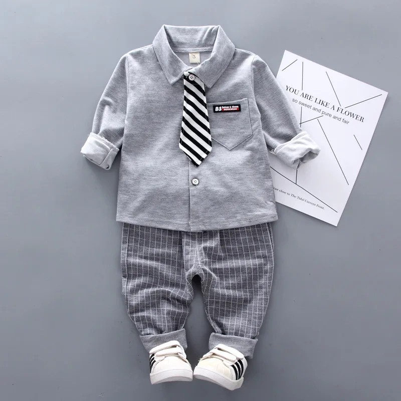 Hao Baby Spring New Two-Piece Suit Baby Handsome Shirt Boy Spring Clothes Boutique Clothing Kids Dress Boy Suit