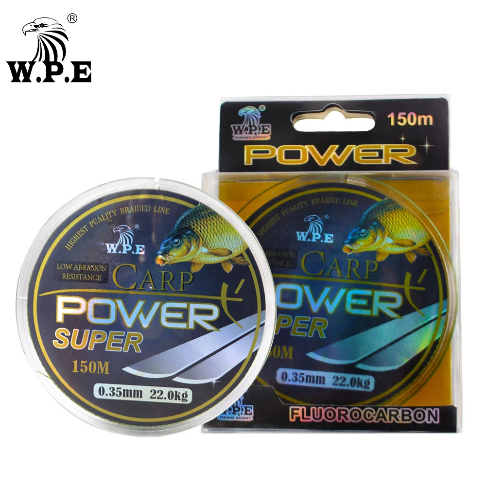 W.P.E Customized Brand Super Power 0.2mm-0.60mm Fluorocarbon Coating Fishing Line 10-41KG Fast Sinking Line Carp fishing Line