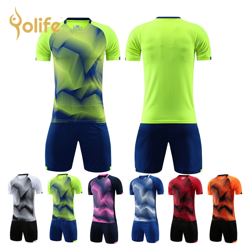 Yolife 2022 wholesale custom 2pcs sport quick dry football team t-shirt shorts wear soccer wear set men adults